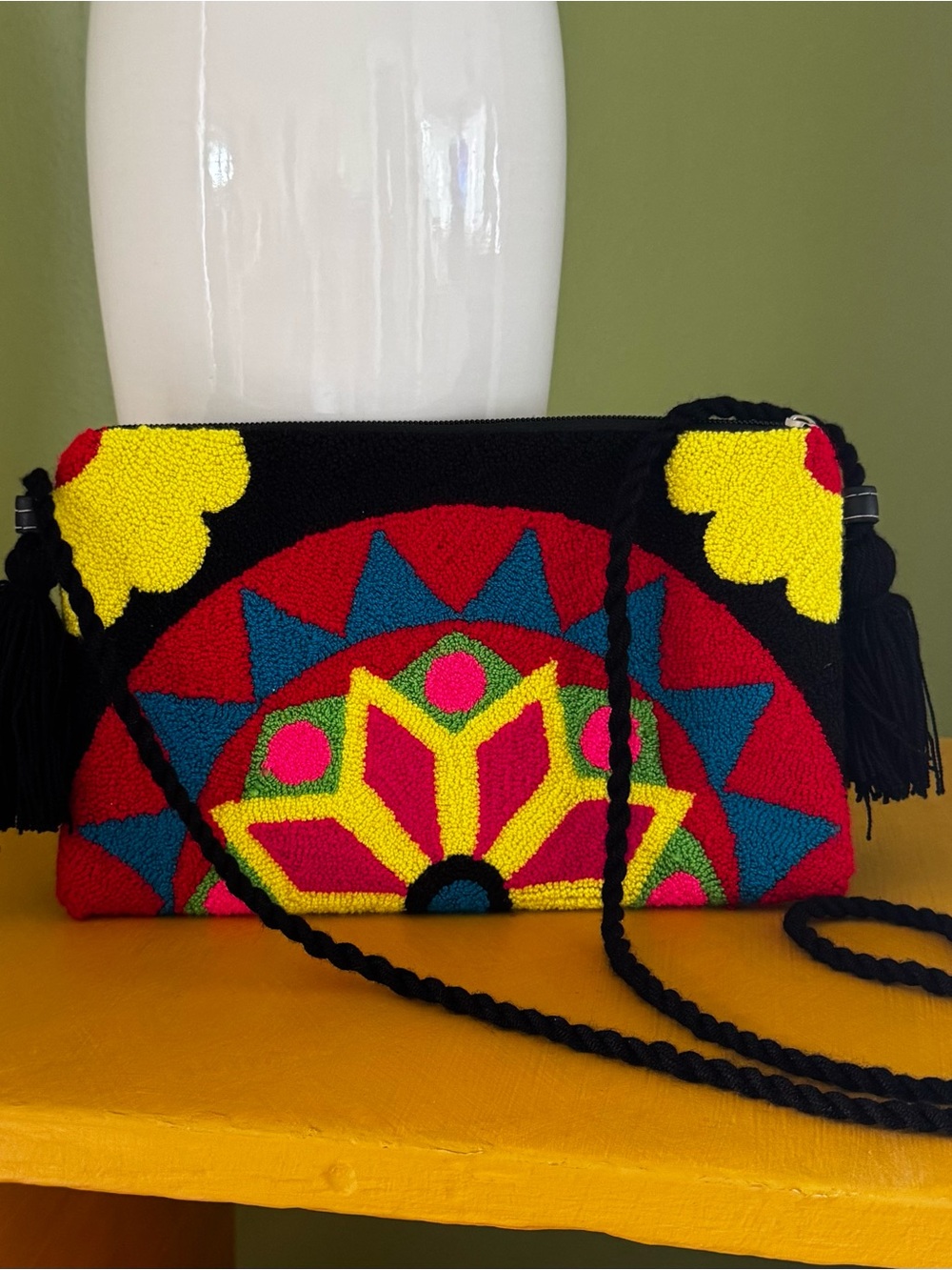 Colorful Handcrafted Wayuu Crossbody Punch Needle Bag Purse Clutch Stylish